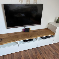 Kundenprojekt: Lowboard Deckplatte aus verleimter Wildeiche!